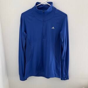 Adidas Climalite Womens Pullover Size Medium Blue Athletic Sweatshirt Sleeves